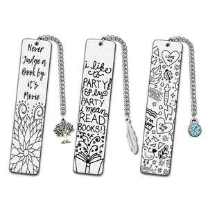 Stainless Steel Bookmarks with Pendants (3 Pcs)