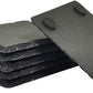 6 Pack Square Black Slate Stone Cup Coasters for Drink Bar Kitchen Home