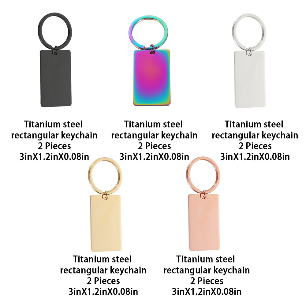 Porte-clés rectangulaire en acier inoxydable (10 pcs)