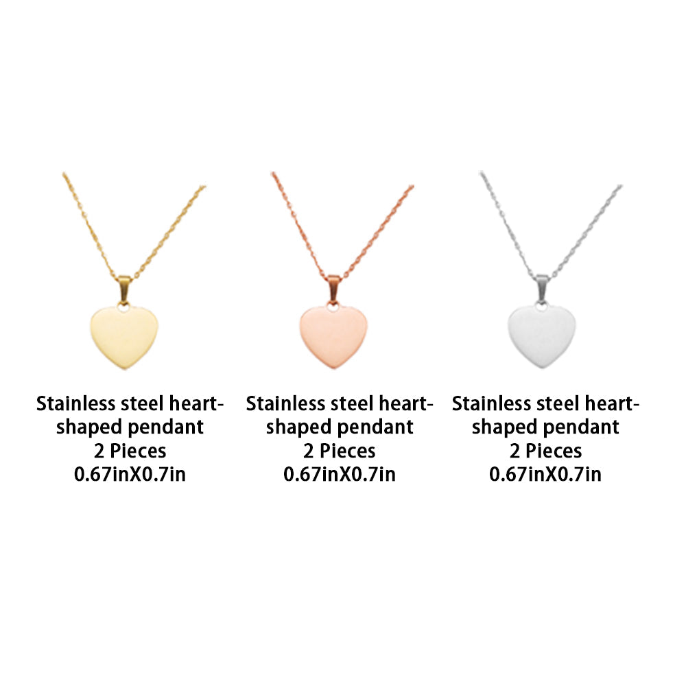 Pendentif en forme de cœur en acier inoxydable (6 pcs)