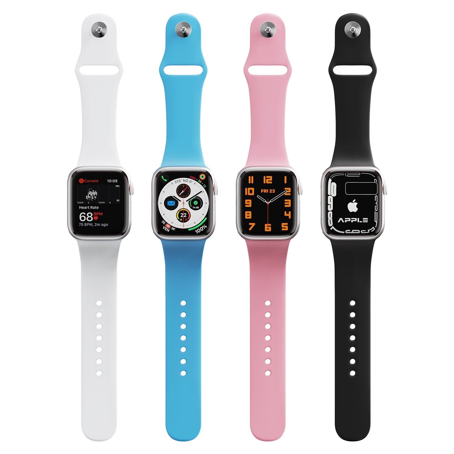 Silicone Apple Watch Bands with Rainbow Filling (4 colors)