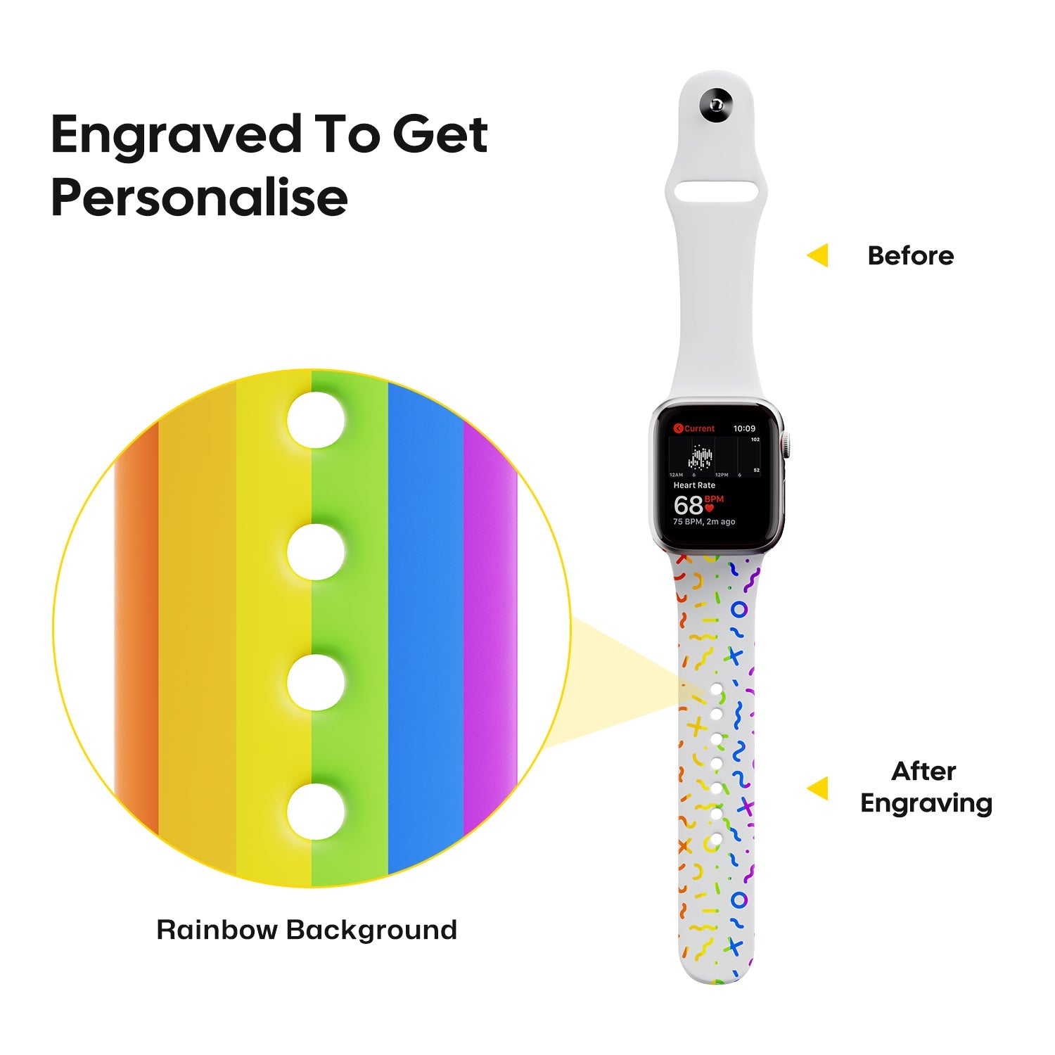 Silicone Apple Watch Bands with Rainbow Filling (4 colors)