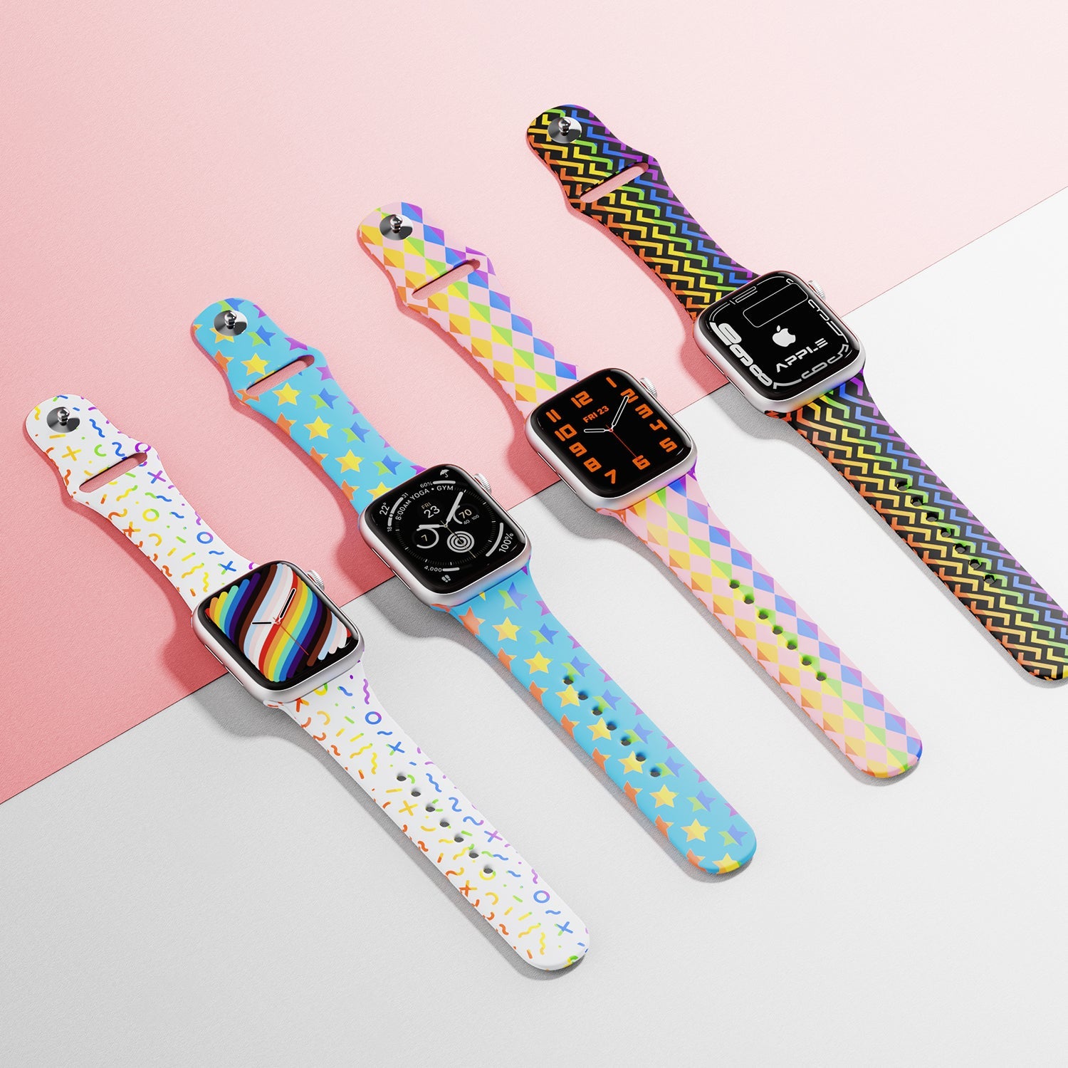 Silicone Apple Watch Bands with Rainbow Filling (4 colors)