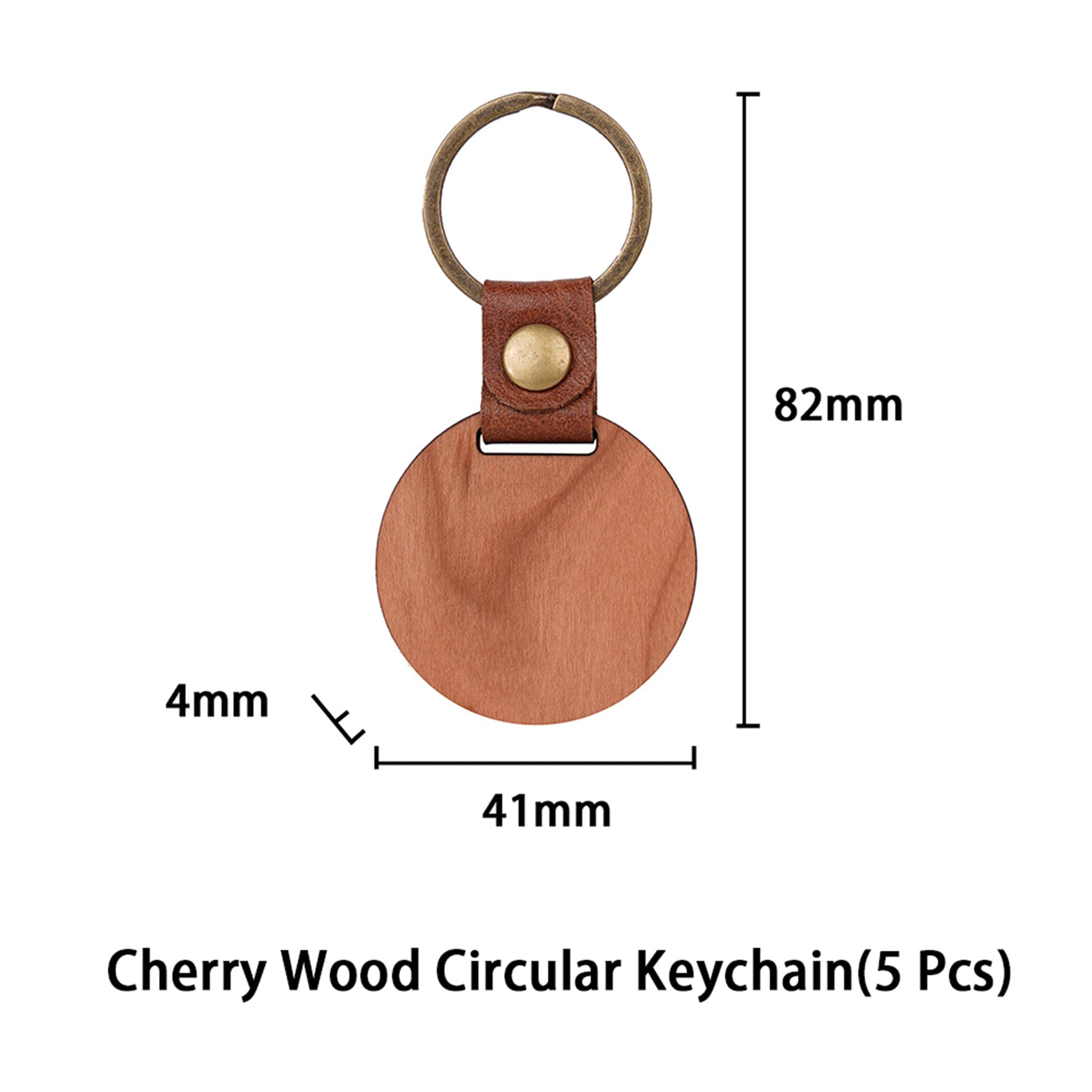 Cherry Wood Round Keychain (5 pcs)