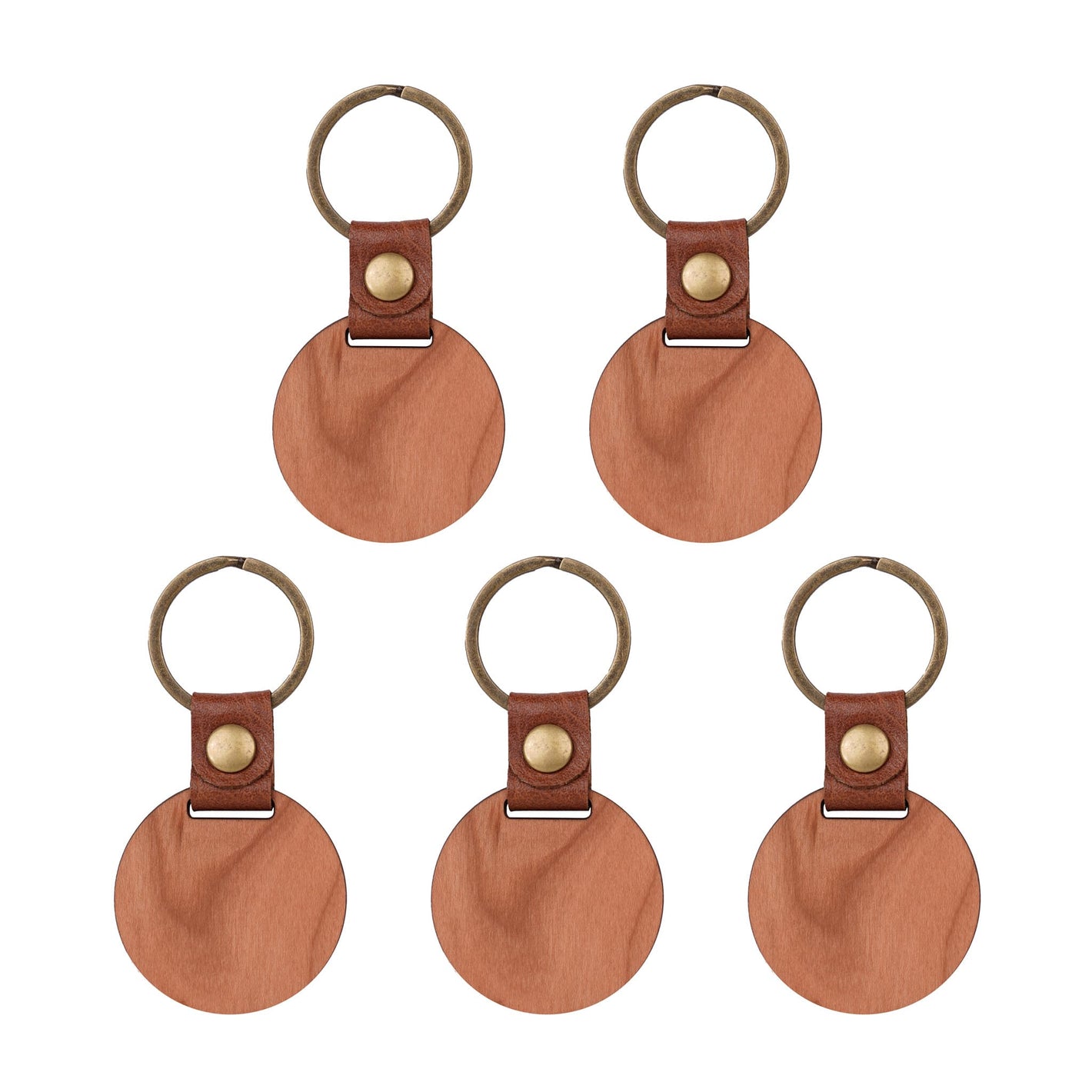 Round Cherry Wood Keychain (5 Pcs)