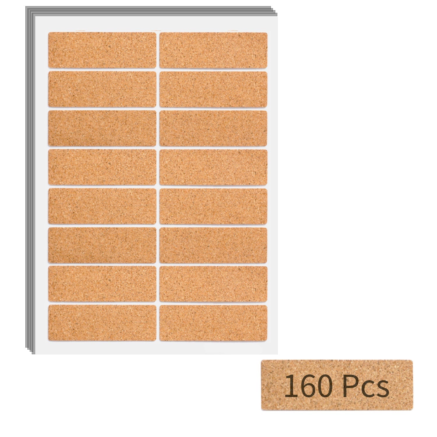 Cork Wooden Label Stickers (160 pcs)