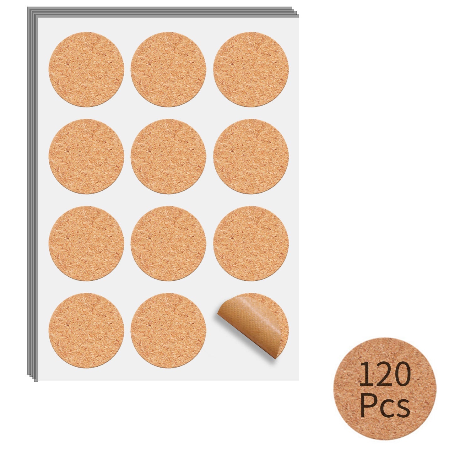 Cork Wooden Label Stickers (160 pcs)