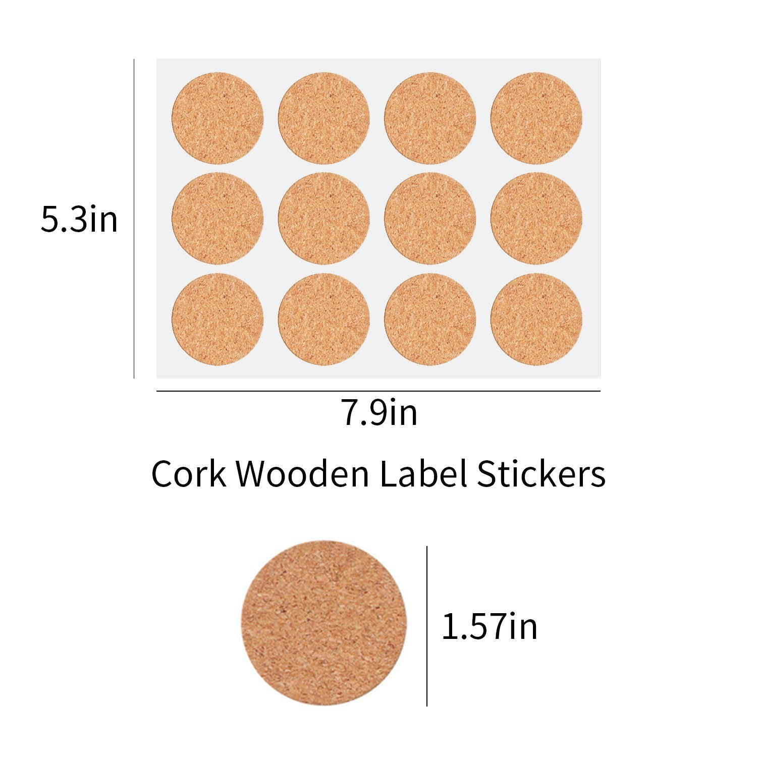 Cork Wooden Label Stickers (160 pcs)