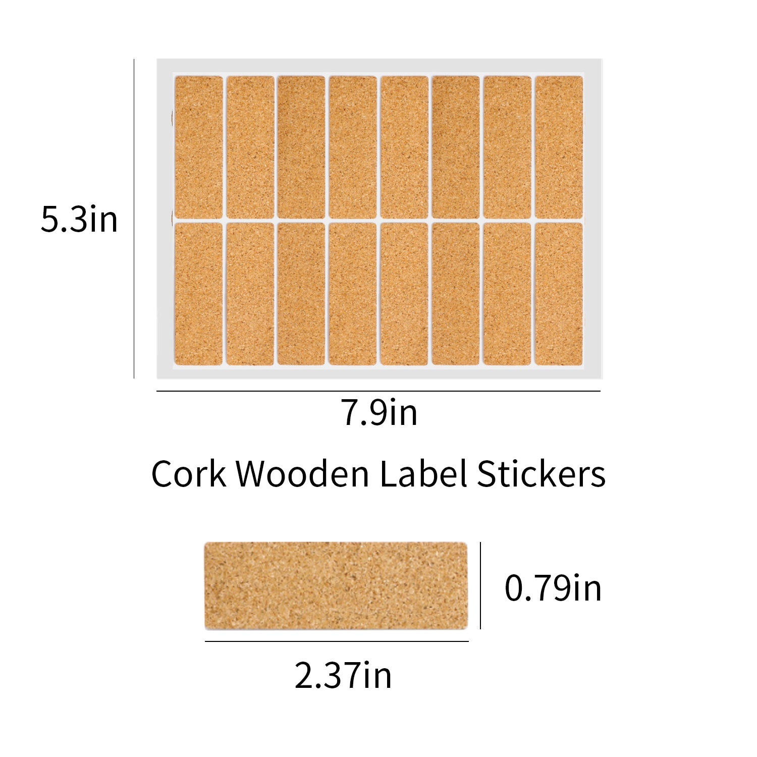 Cork Wooden Label Stickers (160 pcs)