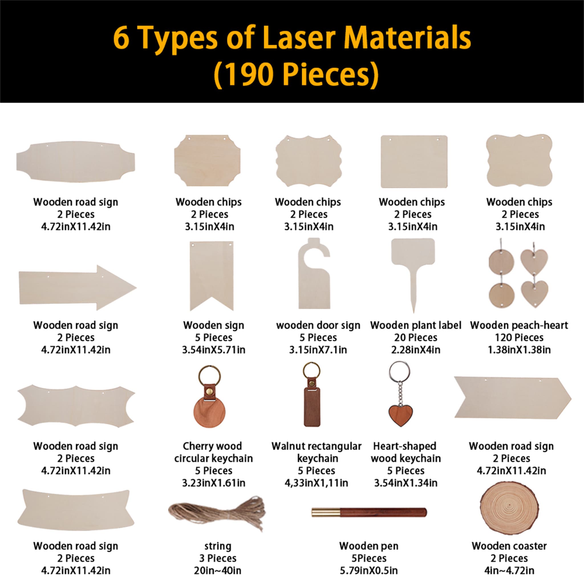 Wood Material Package Material Kit (190 Pcs)