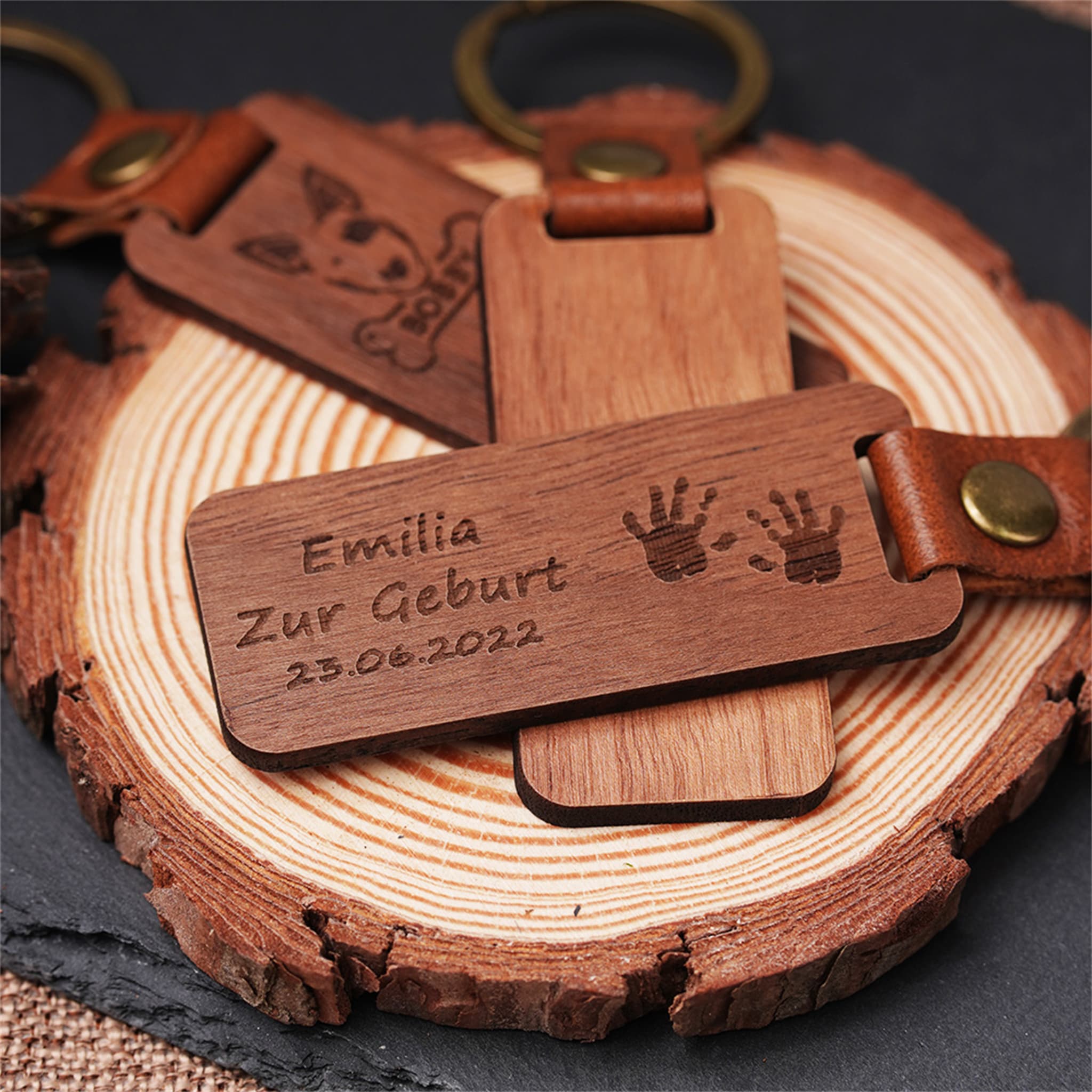 Blank Rectangular Walnut Keychain (5 pcs)