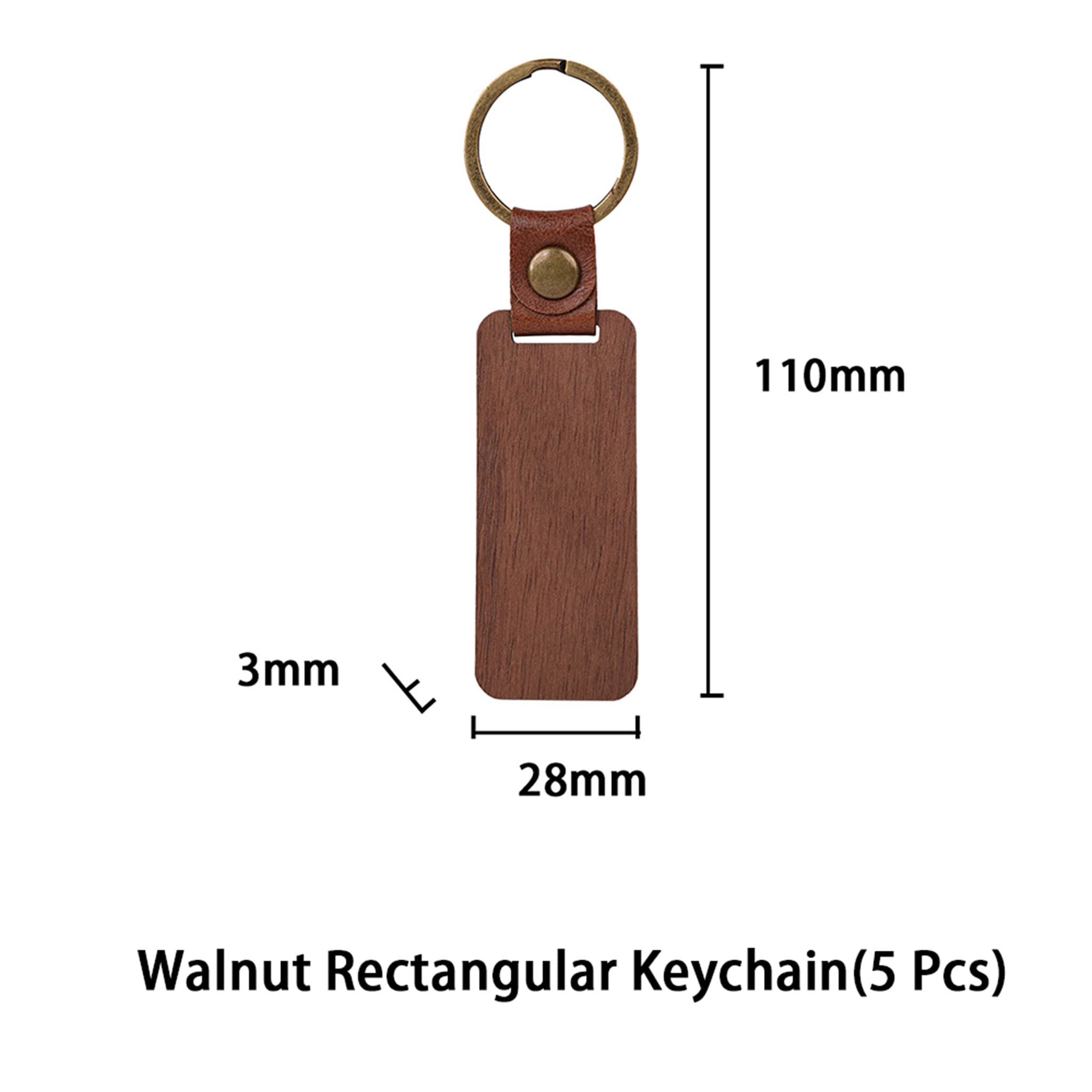 Blank Rectangular Walnut Keychain (5 pcs)