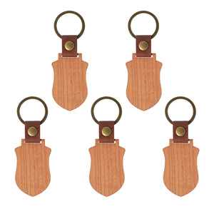 Shield-shaped Wooden Keychains (5 Pcs)