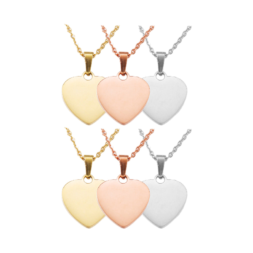 Pendentif en forme de cœur en acier inoxydable (6 pcs)