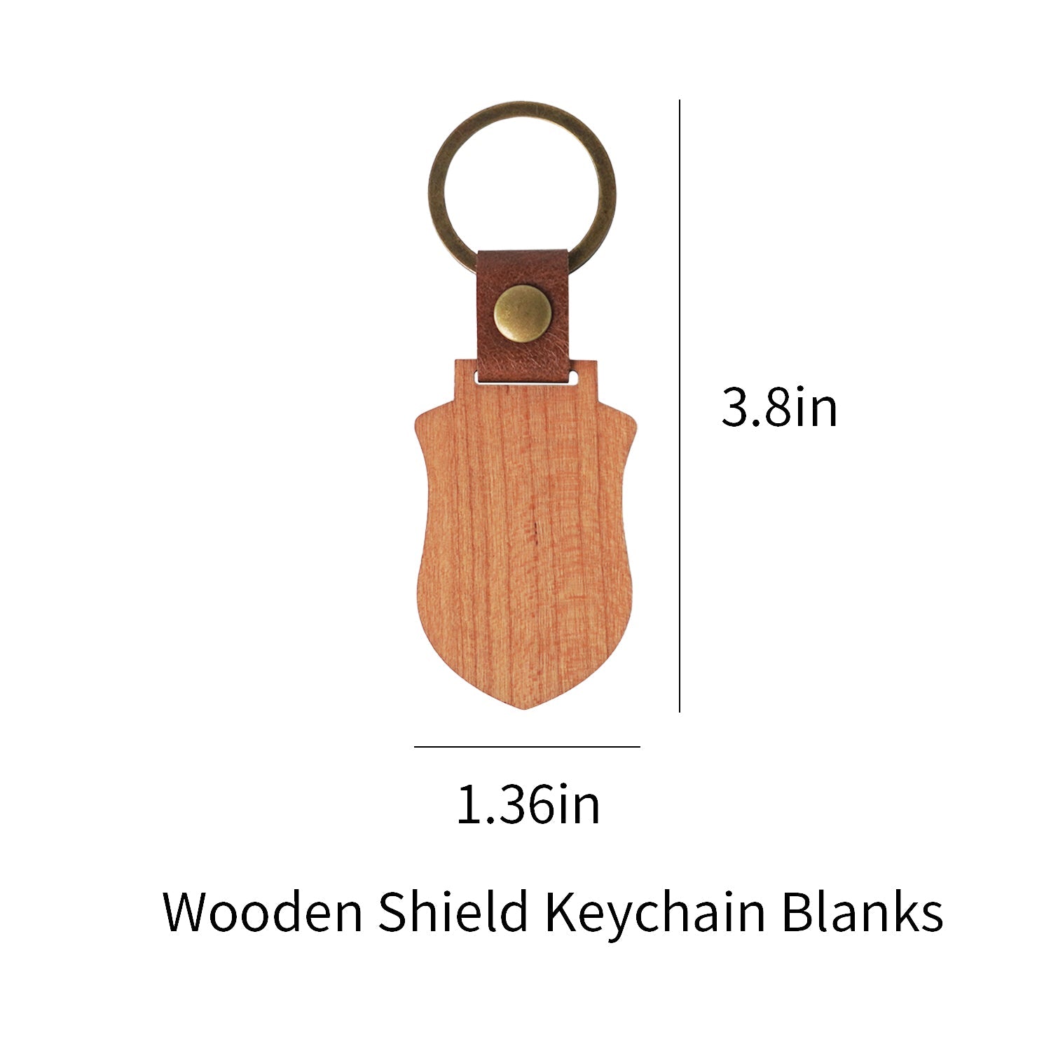 Blank Shield-shaped Wooden Keychains (5 pcs)