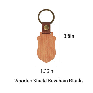 Shield-shaped Wooden Keychains (5 Pcs)